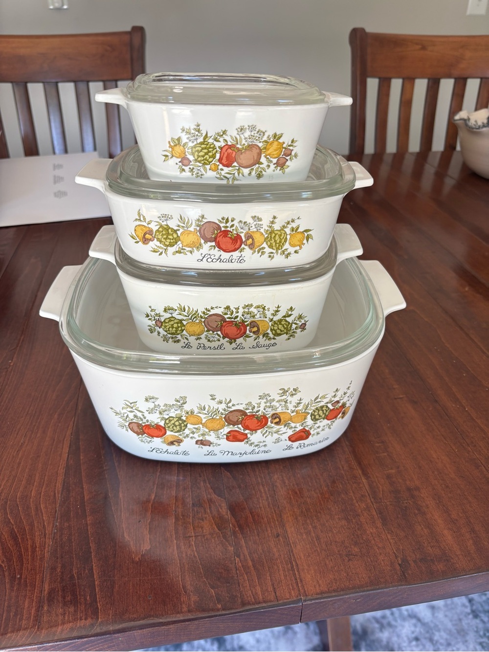 Vintage Corningware Spice O’ Life set of 4 Casserole Dishes